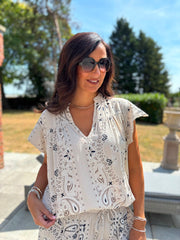 Stone Bubble Cotton Paisley Top Sammie