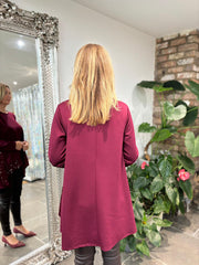 Wine Sequin Dipped Hem Sweat Top Lola