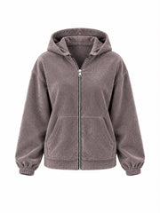 Mocha Velour Zip Hoodie Jaiya