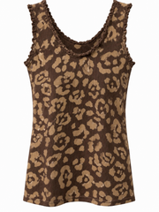 Chocolate Leopard Ruffle Trim Vest Zoe