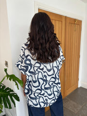 Navy Swirl Print Top June