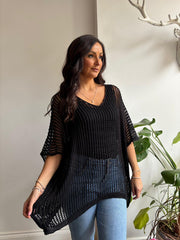 Black Open Weave Knit Peyton