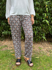 Chocolate Diamond Pattern Wide Leg Trousers