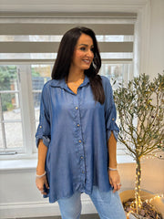 Dark Denim Longline Shirt Skylar