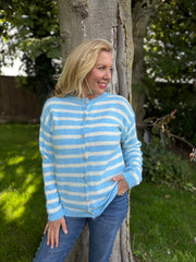 Blue Striped Knit Cardi Loretta