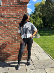 Charcoal Applique Floral Knit Tanya