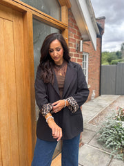 Black Leopard Lined Blazer Ashley
