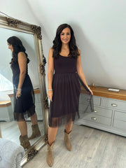 Chocolate Half Mesh Slip Olivia