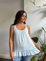 Blue Floral Strap Vest Top Lexa
