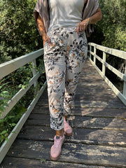 Stone Floral Print Trousers Isla