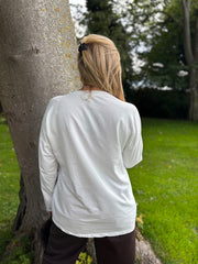 Winter White Crochet Hem Floral Top Ellis
