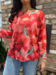 Red Floral Top Anais
