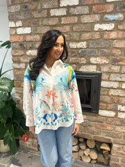 Cream Tropical Print Shirt Aubree