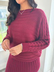 Wine Cable Detail Ribbed Two Piece