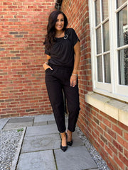 Black Frill Pocket Trousers Sasha