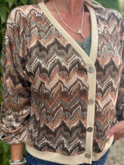 Mocha Zig Zag Shimmer Jacket Fern