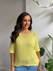 Yellow Sequin Sparkle Knit Sabrina