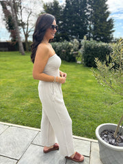 Stone Bubble Cotton Bandeau Jumpsuit