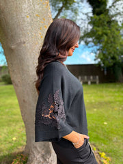 Black Floral Lace Knit Joanne