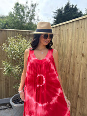 Red Tie Dye Dress Krystal