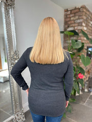 Charcoal Ribbed Long Sleeve Top Emma