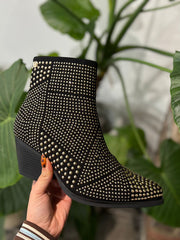 Black Stud Embellished Ankle Boots