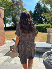 Chocolate Bubble Cotton Paisley Shirt Dress Jane