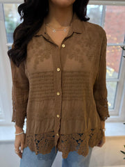 Toffee Crochet Detail Shirt Jacket Jenny