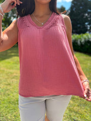 Rose Floral Mesh Bubble Cotton Top Robin