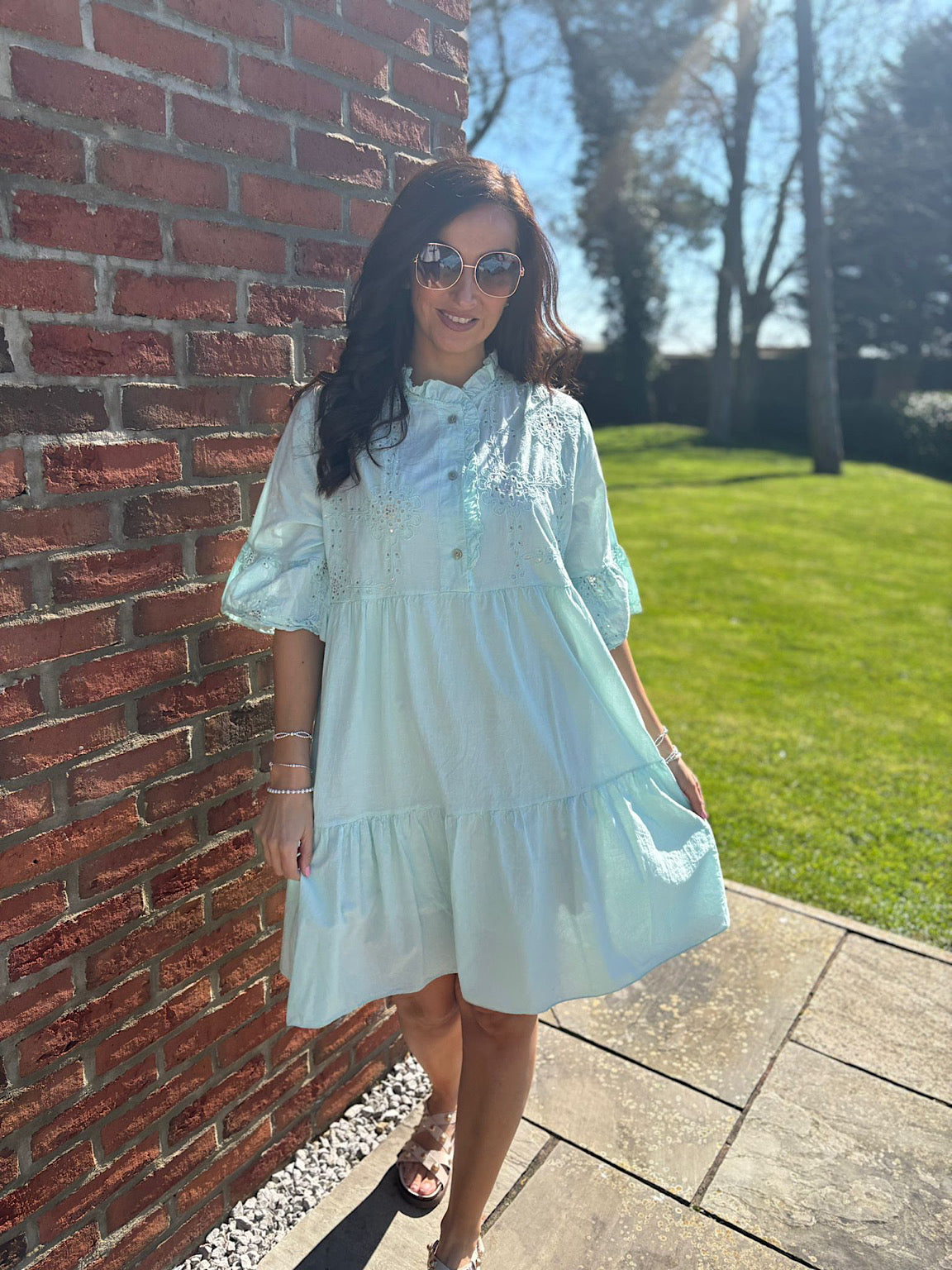 sachin and babi light blue dress EMBROIDERED STRAP MINI DRESS - White main image 1