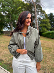Khaki Lace Lined Jacket Harlow