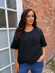 Black Cosy Diamond Knit Sofia