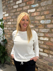 White Textured Rib Sweatshirt Mia