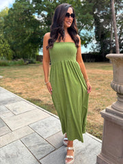 Olive Bandeau Towelling Dress Natasha