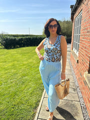 Blue Bubble Cotton Trouser Set Jasmine
