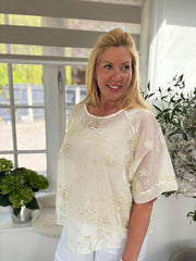Stone Shimmer Embroidered Top Petra