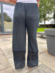 Black Crochet Detail Trousers Thelma