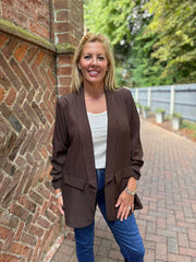 Chocolate Pinstripe Take You Anywhere Jacket