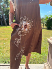 Chocolate Applique Flower Dress Dora