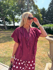 Wine Ruffle Top Mackenzie