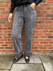 Grey Embellished Turn Up Jeans