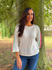 Cream Striped Detail Knit Polly