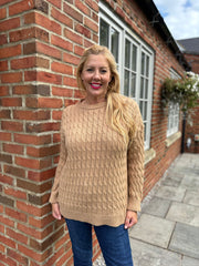 Camel Cable Knit Jumper Emilia