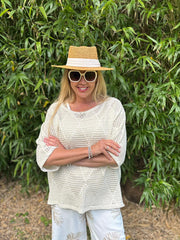 Stone Pointelle Open Knit Kyra