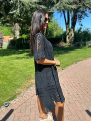 Black Mesh Lace Panel Dress Vivian