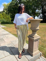 Lemon Bubble Cotton Striped Trousers Paula