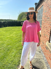 Lipstick Mesh Panel Knit Top Caroline