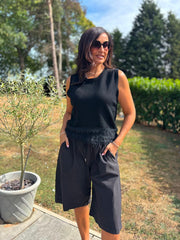 Black Drawstring Culottes Anya