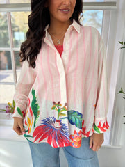 Cream Stripe Safari Print Shirt Andie
