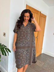 Chocolate Bubble Cotton Paisley Shirt Dress Jane